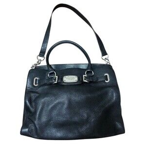 Michael Kors Hamilton Leather Satchel Large Black Pebbled & Strap Classy Office